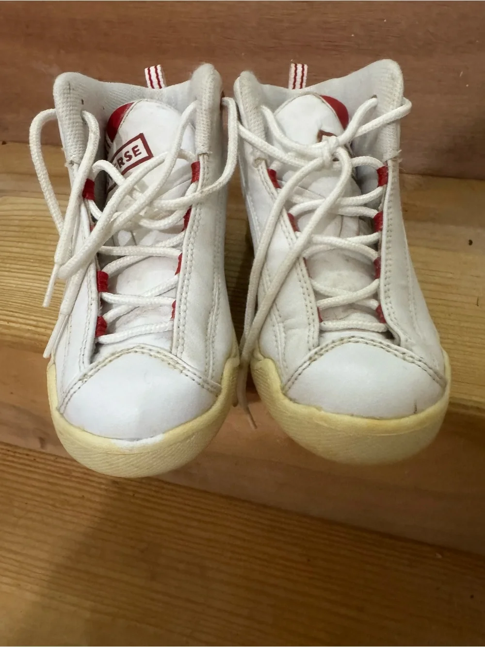 Converse Kids White High-Top Sneakers with Red Accents
